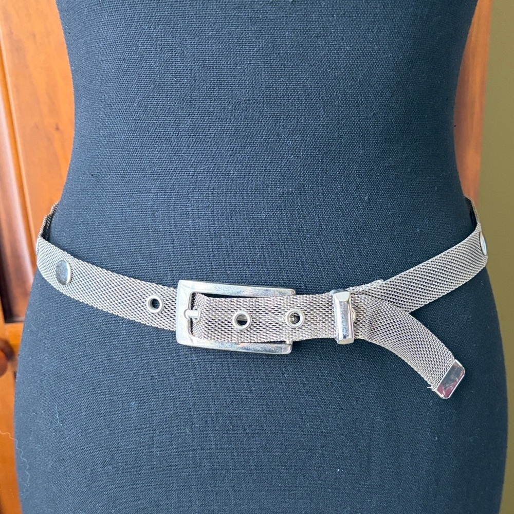 Women's Silver Mesh Belt - Classic Metal Buckle